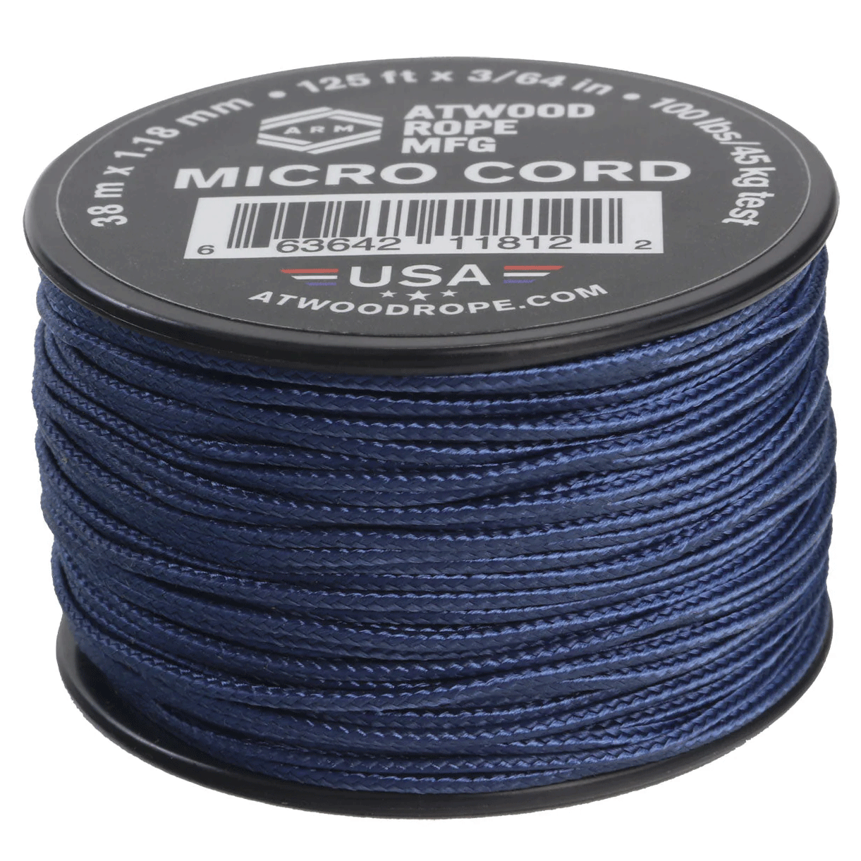 1.18 mm (3/64") Micro Cord Navy Made in the USA Polyester/Nylon (125 FT.)