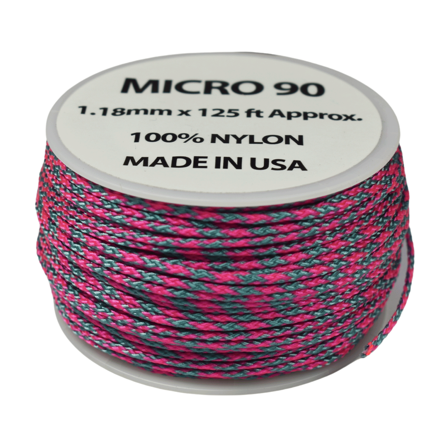 1.18 mm (3/64”) Micro Cord Cotton Candy Made in the USA Nylon/Nylon  (125 FT).