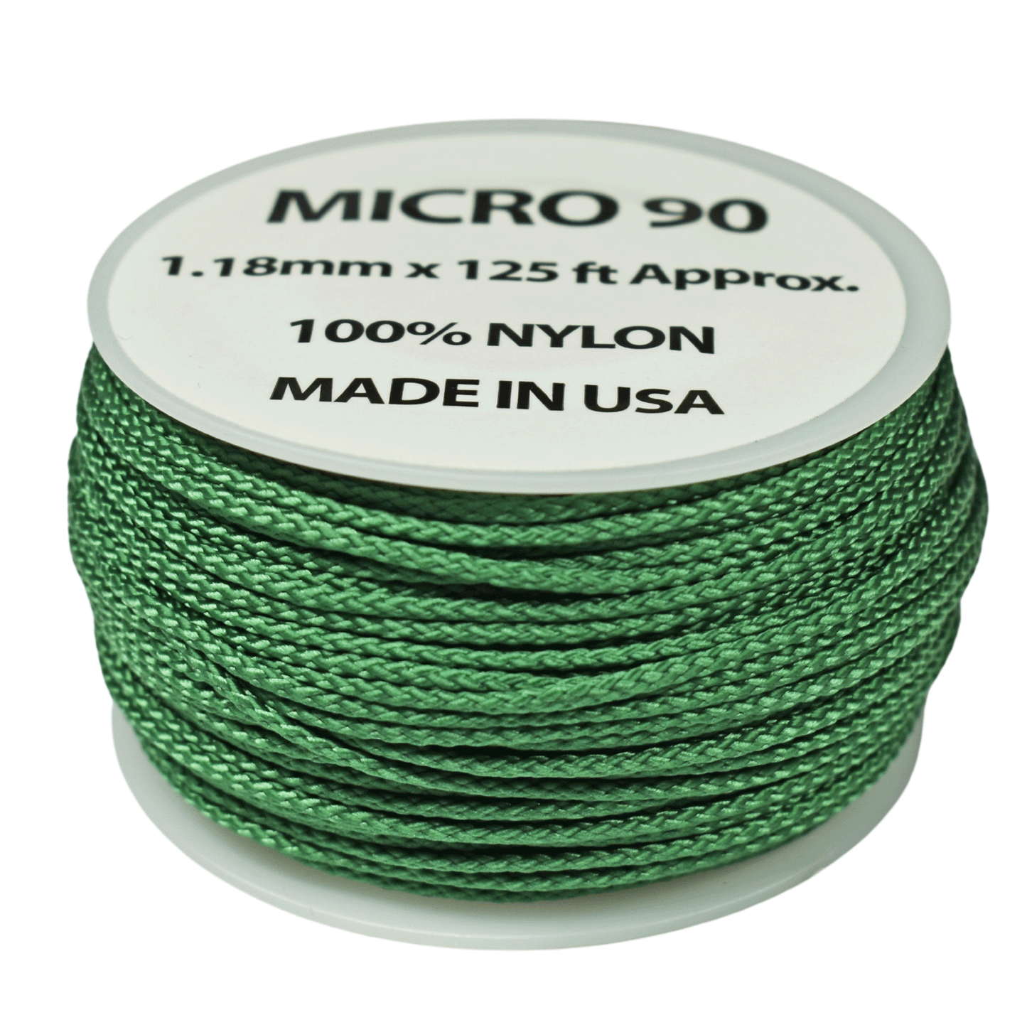 1.18 mm (3/64”) Micro Cord Kelly Green Made in the USA Nylon/Nylon (125 FT).