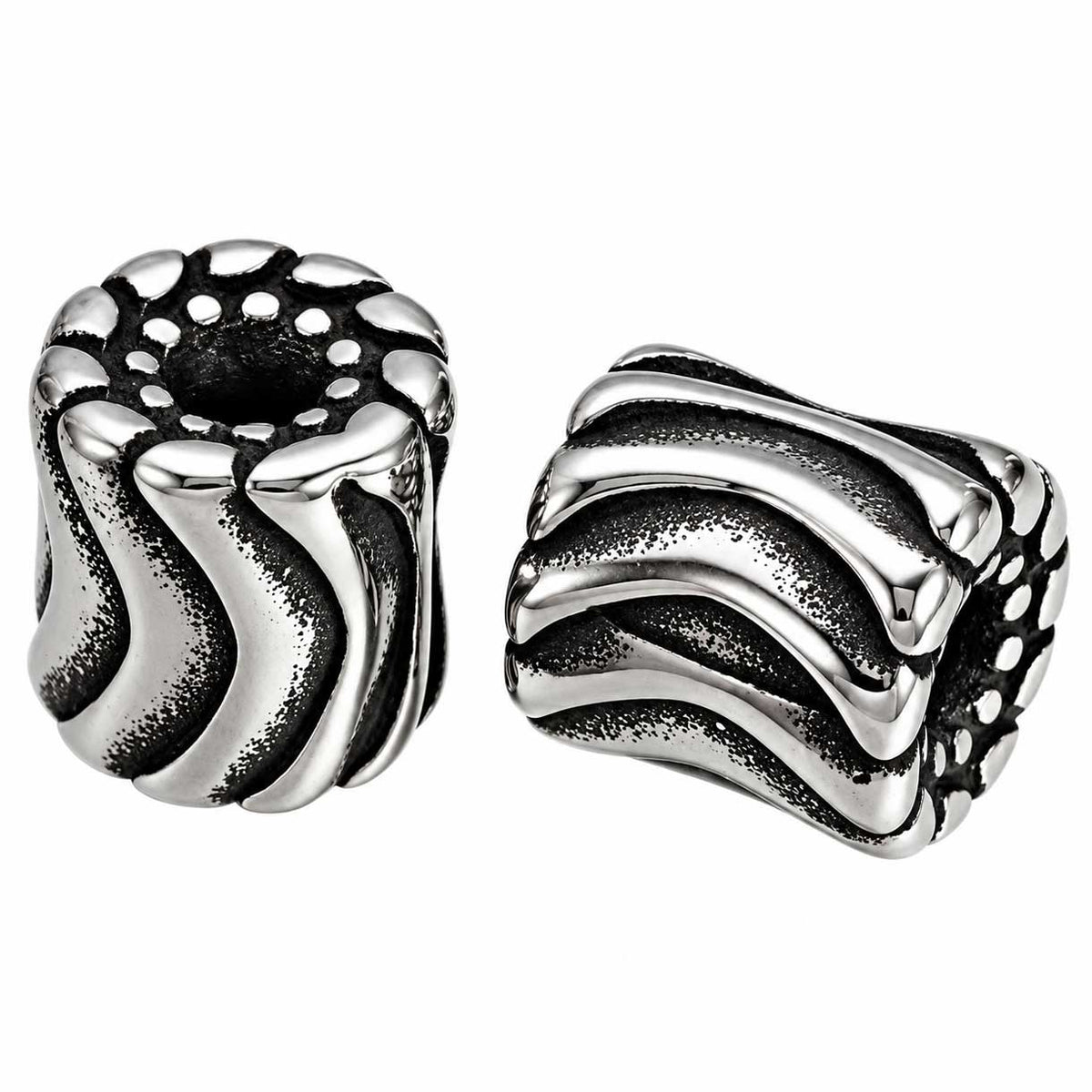 Warped Roller Metal Beads 304 Stainless Steel (2 Pack) 280-