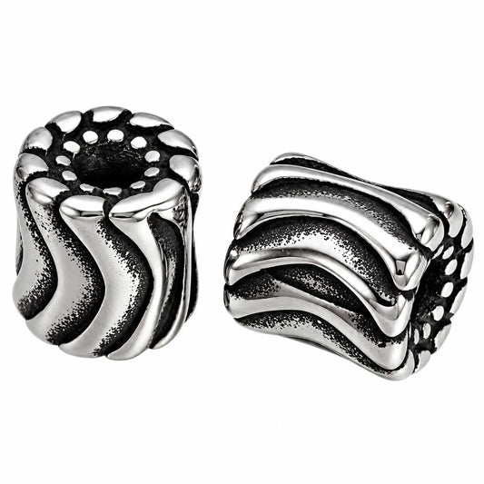 Warped Roller Metal Beads 304 Stainless Steel (2 Pack) 280-