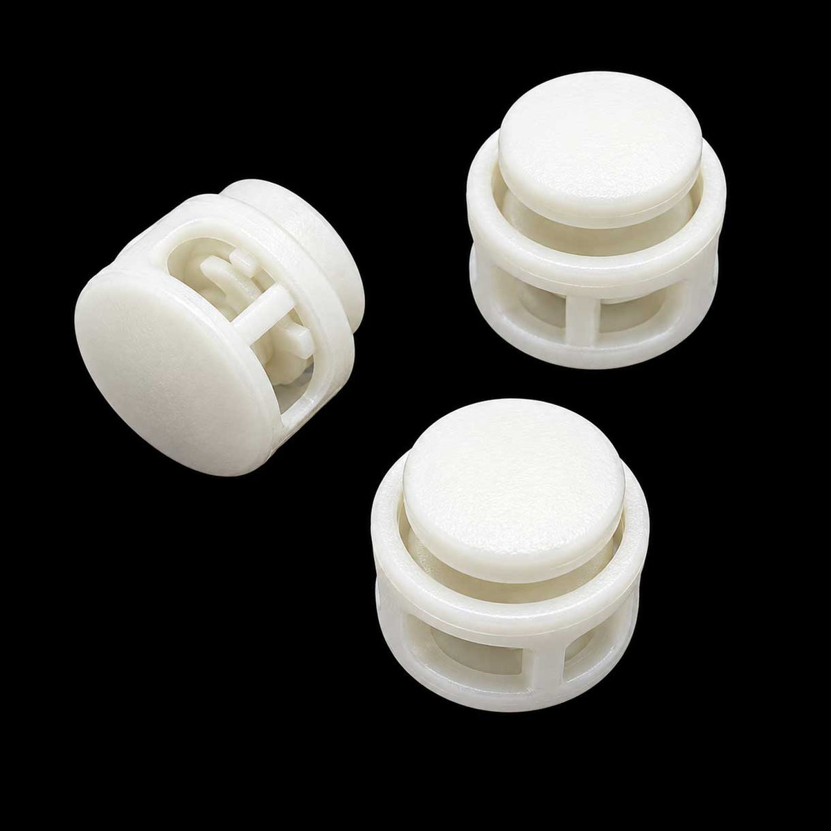White Nylon Round Double Hole Cord Lock/Stop (10 Pack) paracordwholesale