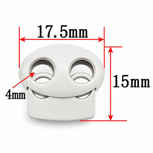 White Zinc Alloy Oval Two Hole Cord Lock/Stop (5 Pack) paracordwholesale