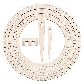 Wooden Circular Weaving Loom Set w/Comb and Teardrop Needles