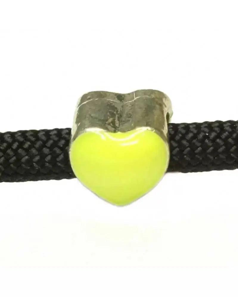 Yellow Enamel Heart Shaped Bead (5 Pack)  China