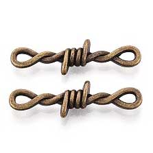Zinc Alloy Antique Brass Barbed Wire Bead/Charms (10 Pack)