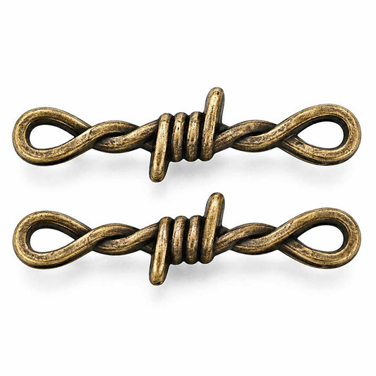 Zinc Alloy Antique Brass Barbed Wire Bead/Charms (10 Pack) China