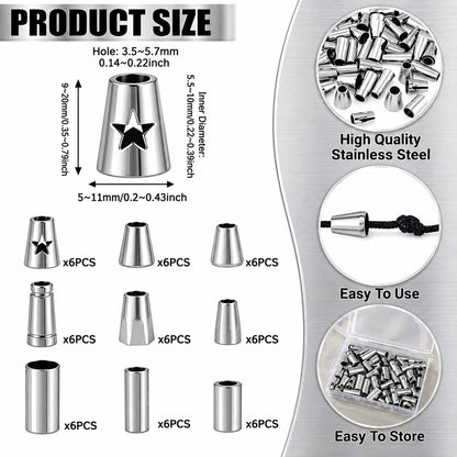 54 Pcs 9 Styles Alloy Cord Ends 280-