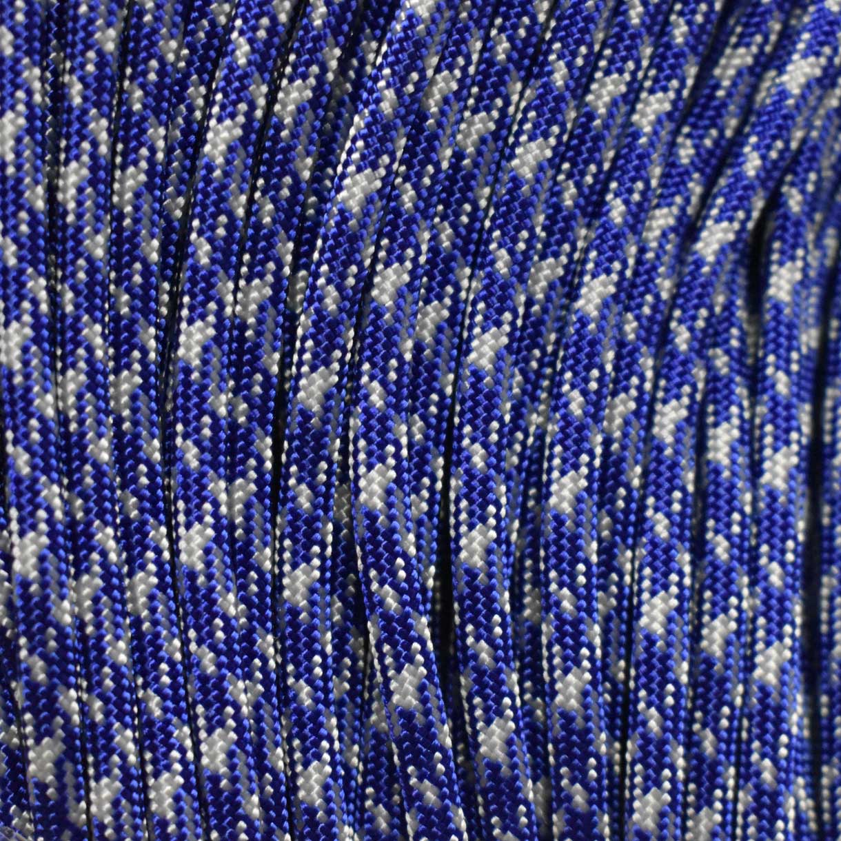 4 mm (5/32”) 550 Paracord Electric Blue and Silver Camo Made in the USA Nylon/Nylon (100 ft)