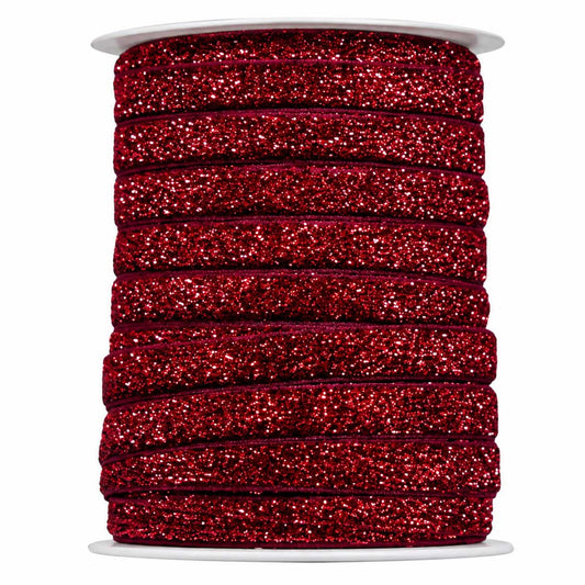 9.75 mm Fuchsia/Red Glitter Sparkle Ribbon 50 yd (45.5 m) 280-