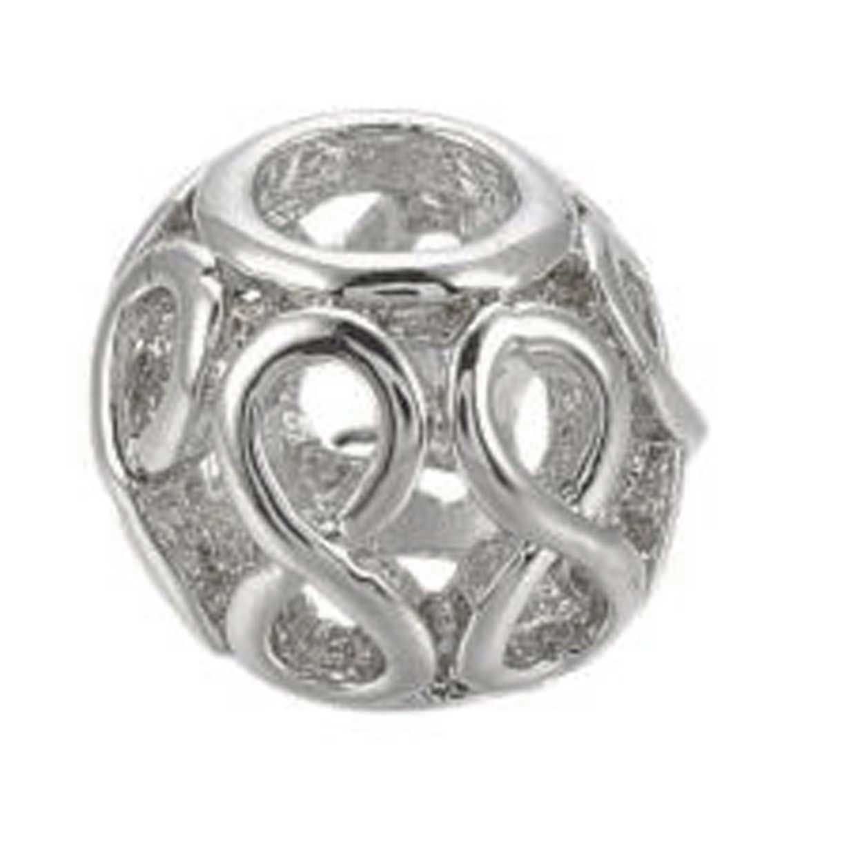 Platinum Infinity Round Brass Bead/Charm (2 pack)