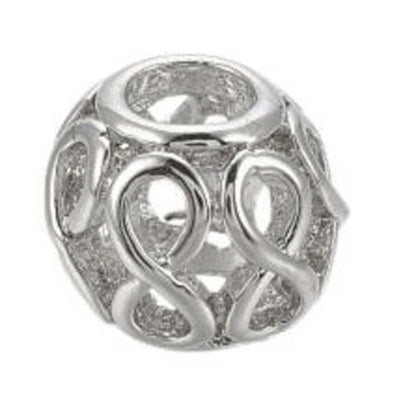 Platinum Infinity Round Brass Bead/Charm (2 pack)