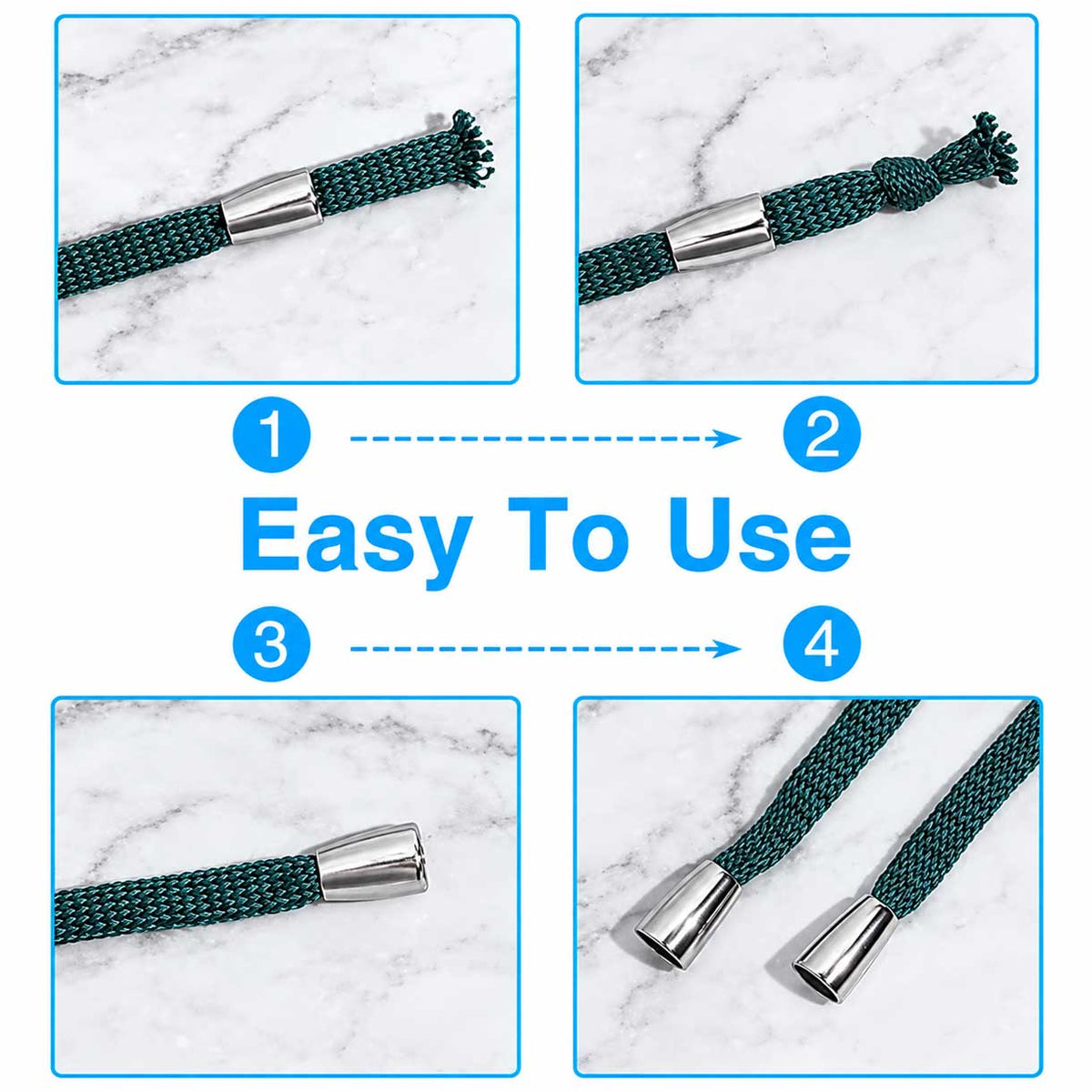 4-7 mm Platinum Alloy Cord Ends/Caps (10 Pack) 280-