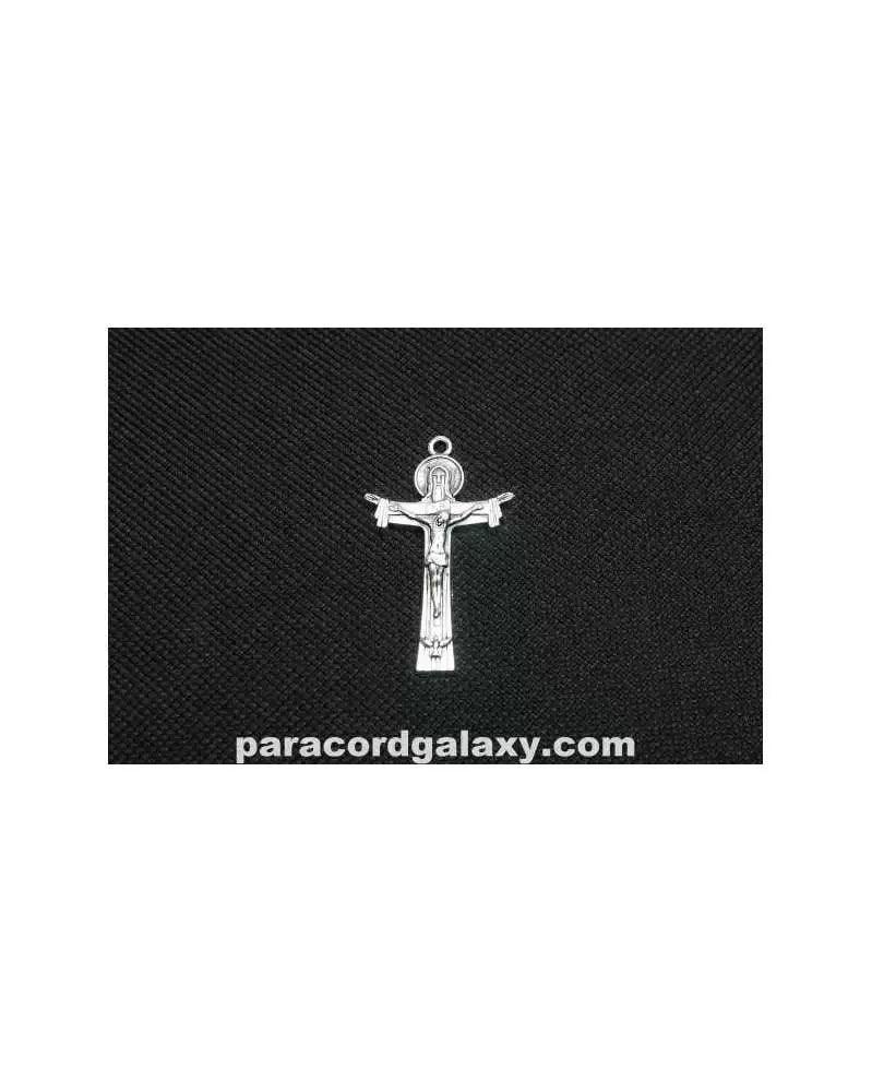 Antique Silver Jesus on Cross (INRI) Charm (5 Pack) - Paracord Galaxy