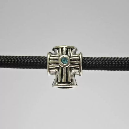 Antiqued Cross with Blue Stone (5 Pack) - Paracord Galaxy