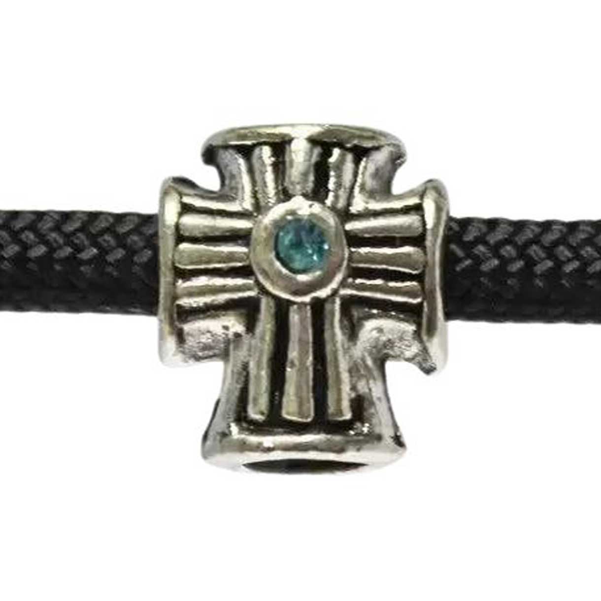 Antiqued Cross with Blue Stone (5 Pack)