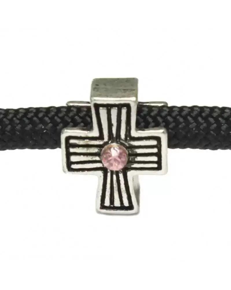 Antiqued Cross with Pink Stone (5 Pack) - Paracord Galaxy