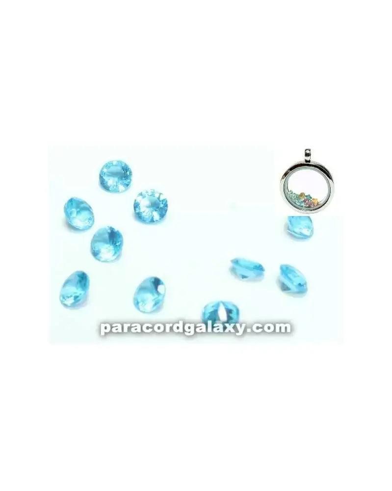Birthstone Aqua Blue Crystal Floating Charms (10 Pack) - Paracord Galaxy