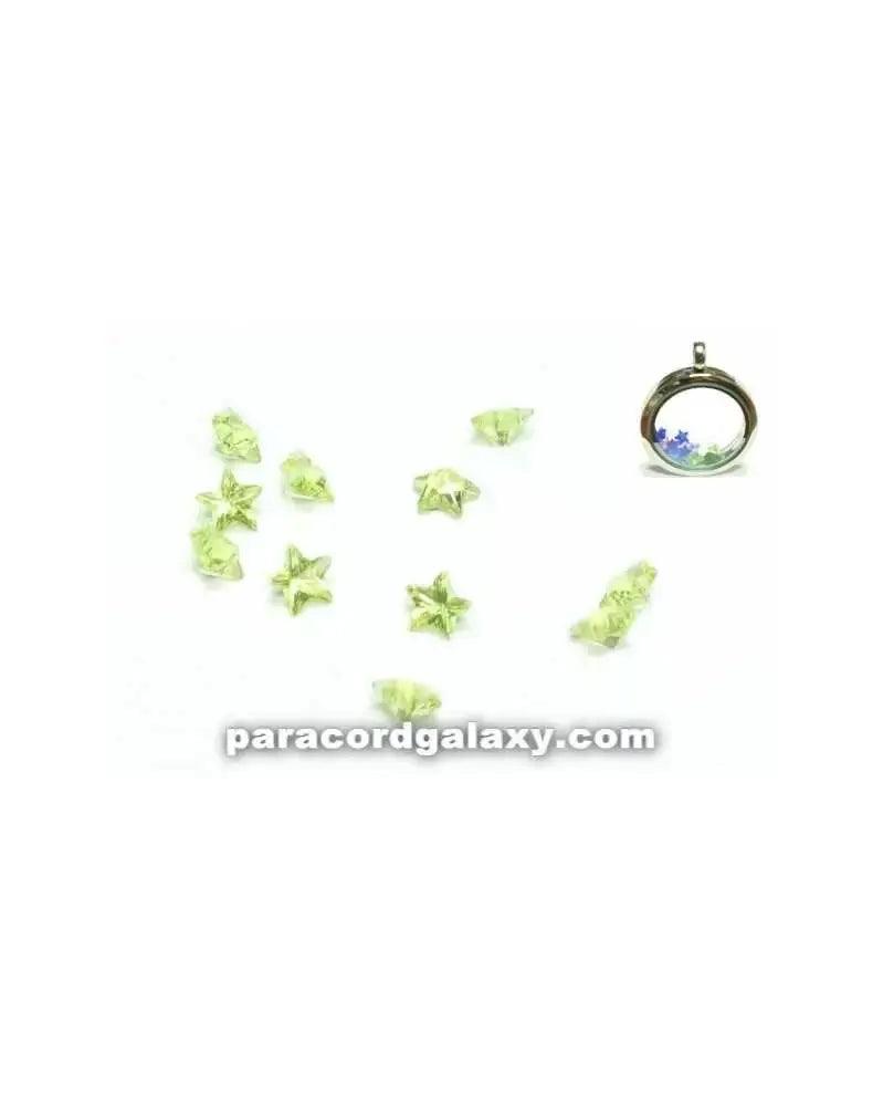 Birthstone Crystal Star Floating Charms Light Green (10 Pack) - Paracord Galaxy