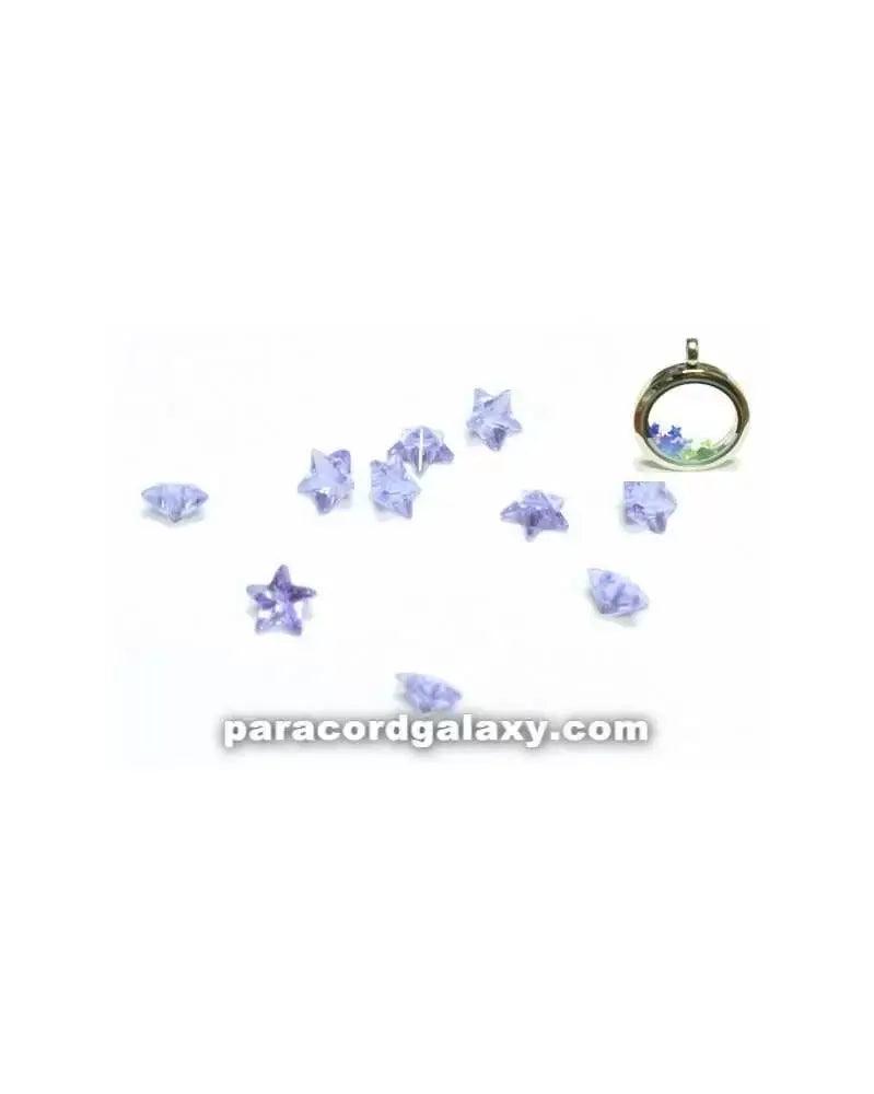 Birthstone Crystal Star Floating Charms Light Purple (10 Pack) - Paracord Galaxy