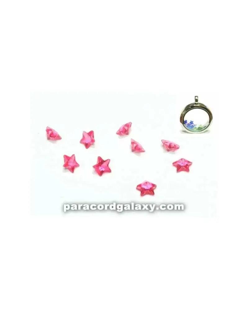 Birthstone Crystal Star Floating Charms Pink (10 Pack) - Paracord Galaxy