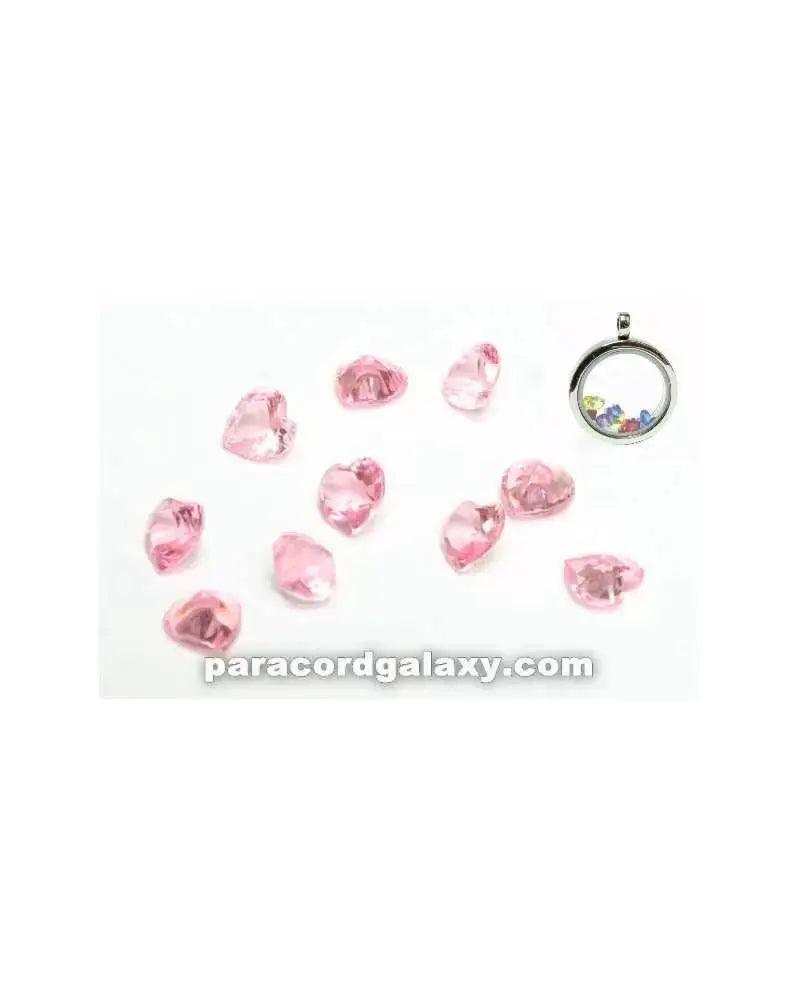 Birthstone Floating Crystal Charms Light Pink Heart (10 Pack) - Paracord Galaxy
