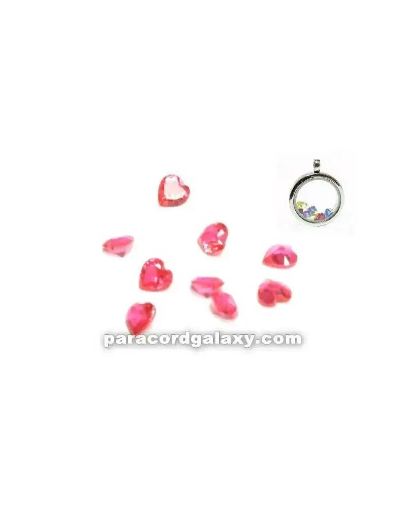 Birthstone Floating Crystal Charms Pink Heart (10 Pack) - Paracord Galaxy