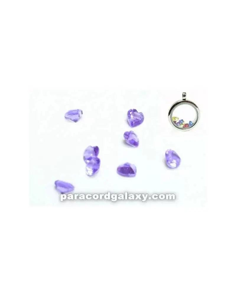 Birthstone Floating Crystal Charms Purple Heart (10 Pack) - Paracord Galaxy