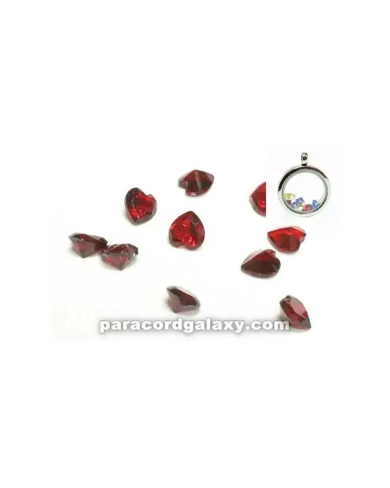 Birthstone Floating Crystal Charms Red Heart (10 Pack) - Paracord Galaxy