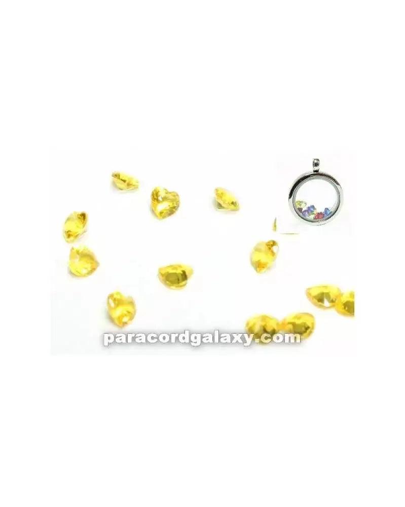 Birthstone Floating Crystal Charms Yellow Heart (10 Pack) - Paracord Galaxy