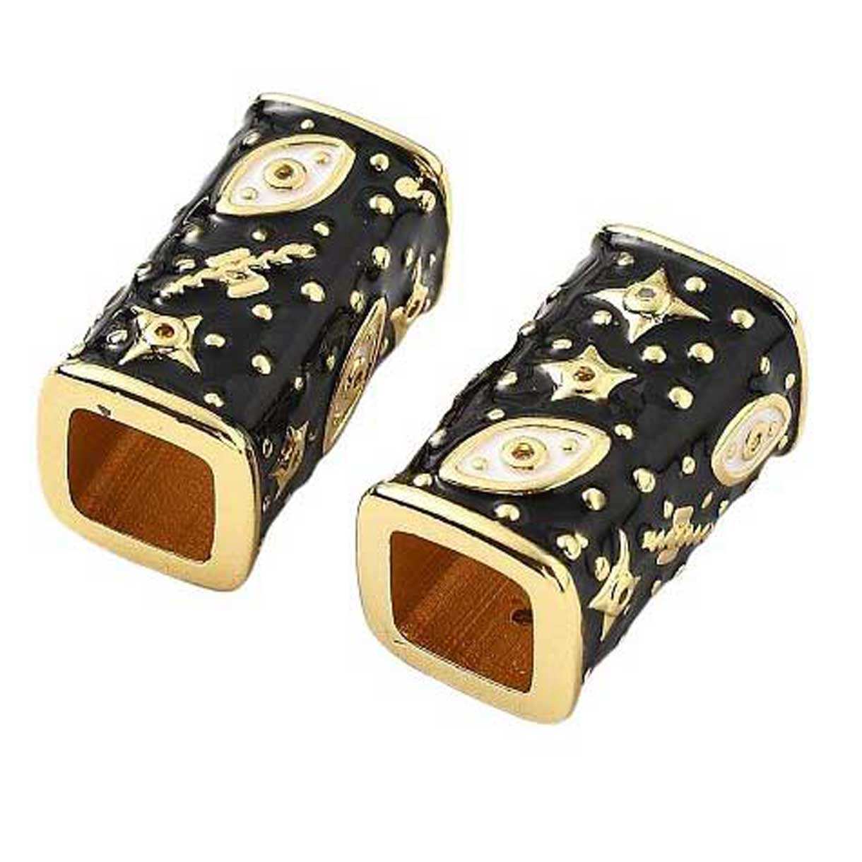 Brass Plated Black w/Cubic Zirconia Bead/Charm (2 pack)