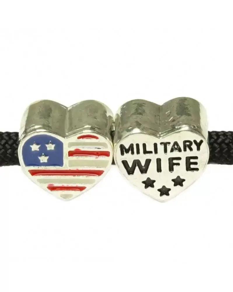Charm Heart USA Flag Military Wife (5 Pack) - Paracord Galaxy
