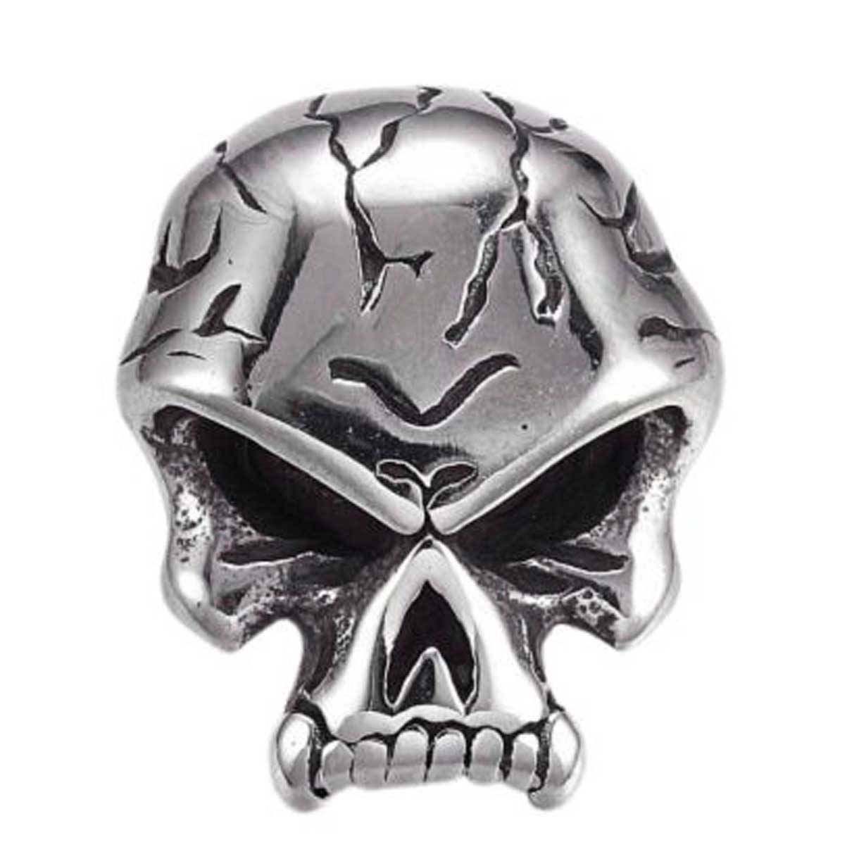 Cracked Skull Charm/Bead 304 Stainless Steel