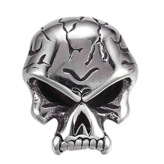 Cracked Skull Charm/Bead 304 Stainless Steel