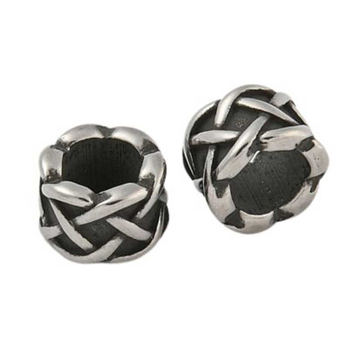 Criss Cross 304 Stainless Barrel Bead/Charm (2 pack)