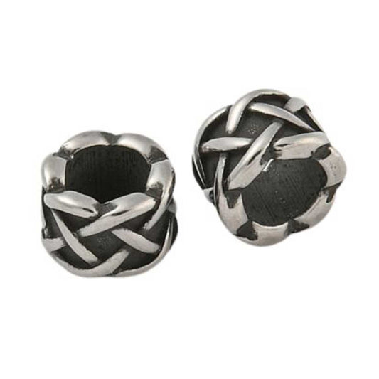 Criss Cross 304 Stainless Barrel Bead/Charm (2 pack)