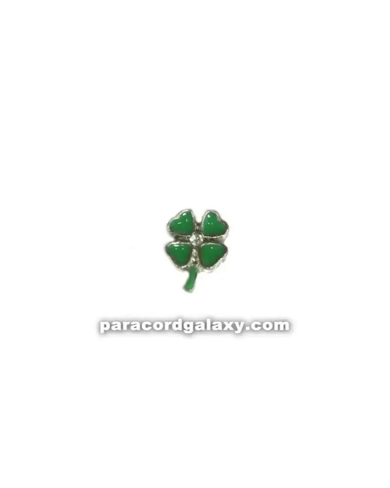 Floating Charm Silver/Green Four Leaf Clover with Jewel (1 pack) - Paracord Galaxy