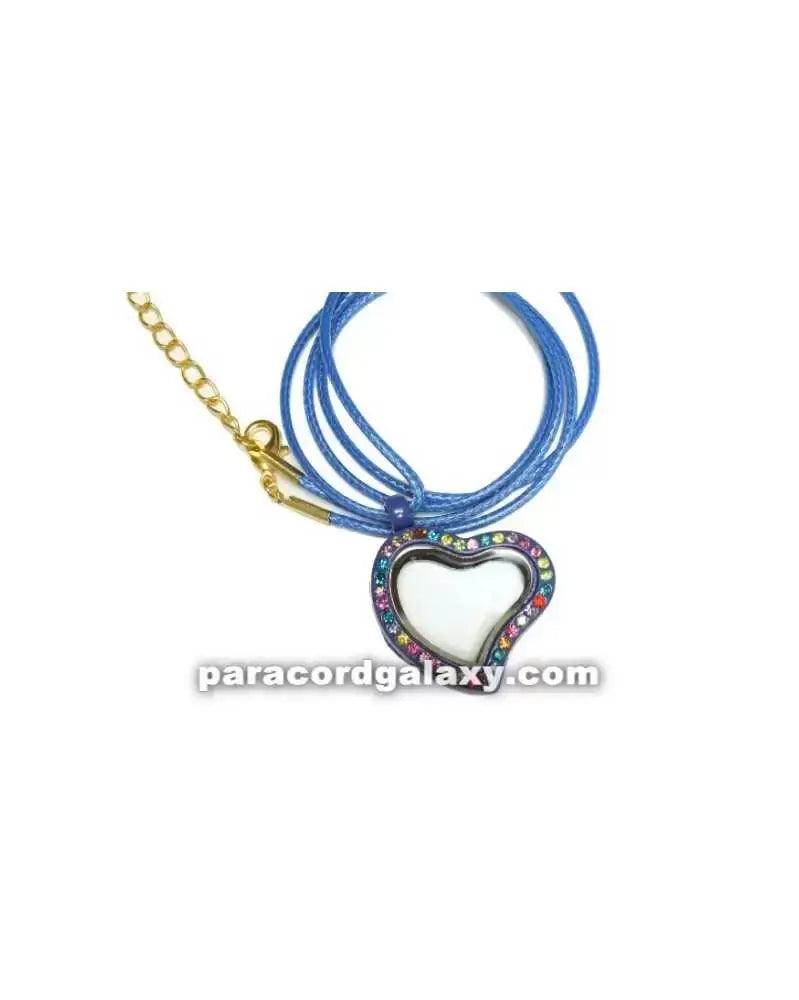 Floating Heart Locket Necklace Blue (1 Pack) - Paracord Galaxy