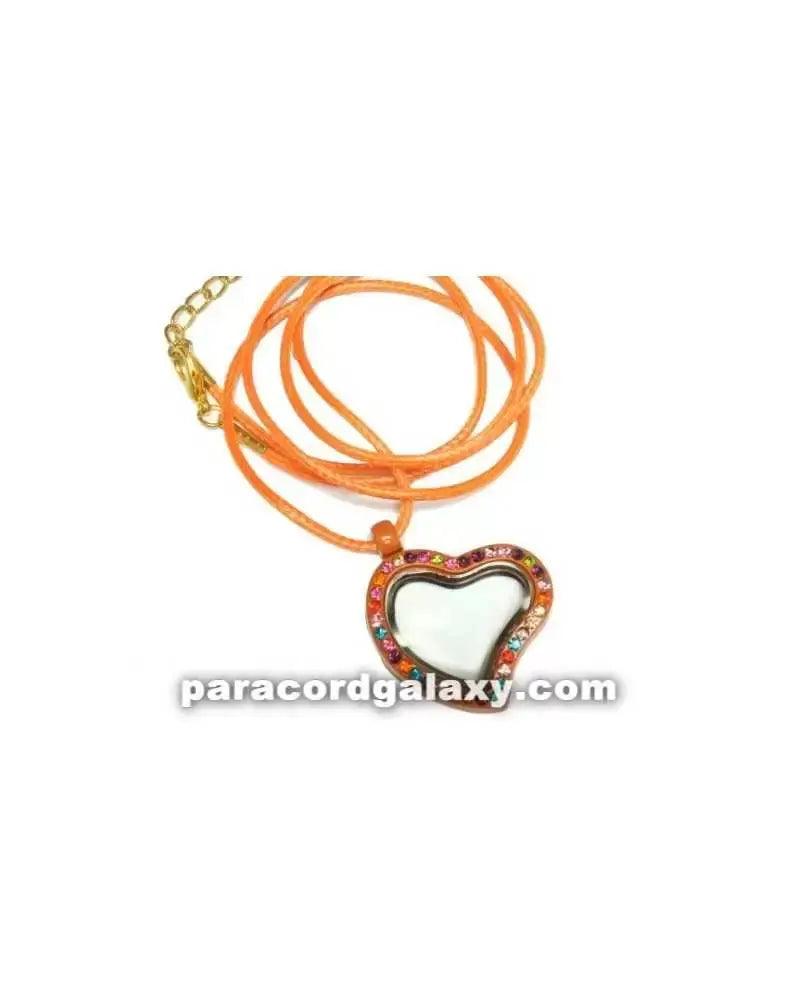 Floating Heart Locket Necklace in Orange (1 Pack) - Paracord Galaxy