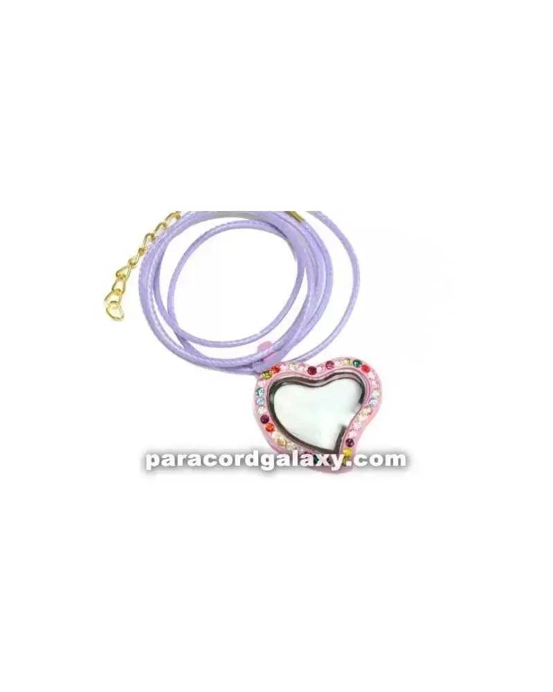 Floating Heart Locket Necklace in Pink/Purple (1 Pack) - Paracord Galaxy