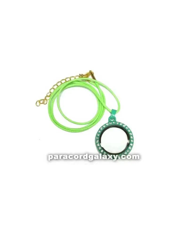 Floating Round Locket Necklace in Green (1 Pack) - Paracord Galaxy