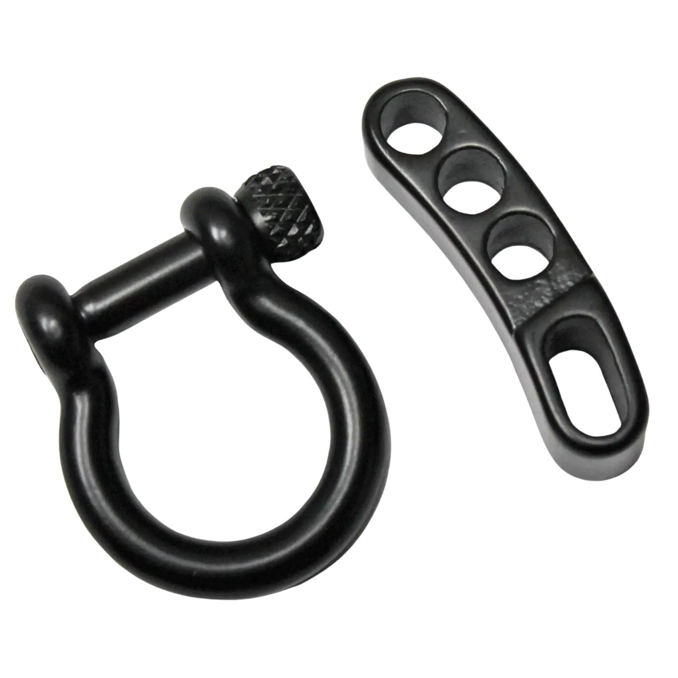 Matte Black Stainless Steel Adjustable Bow Shackle with Knurled Knob (1 Pack)