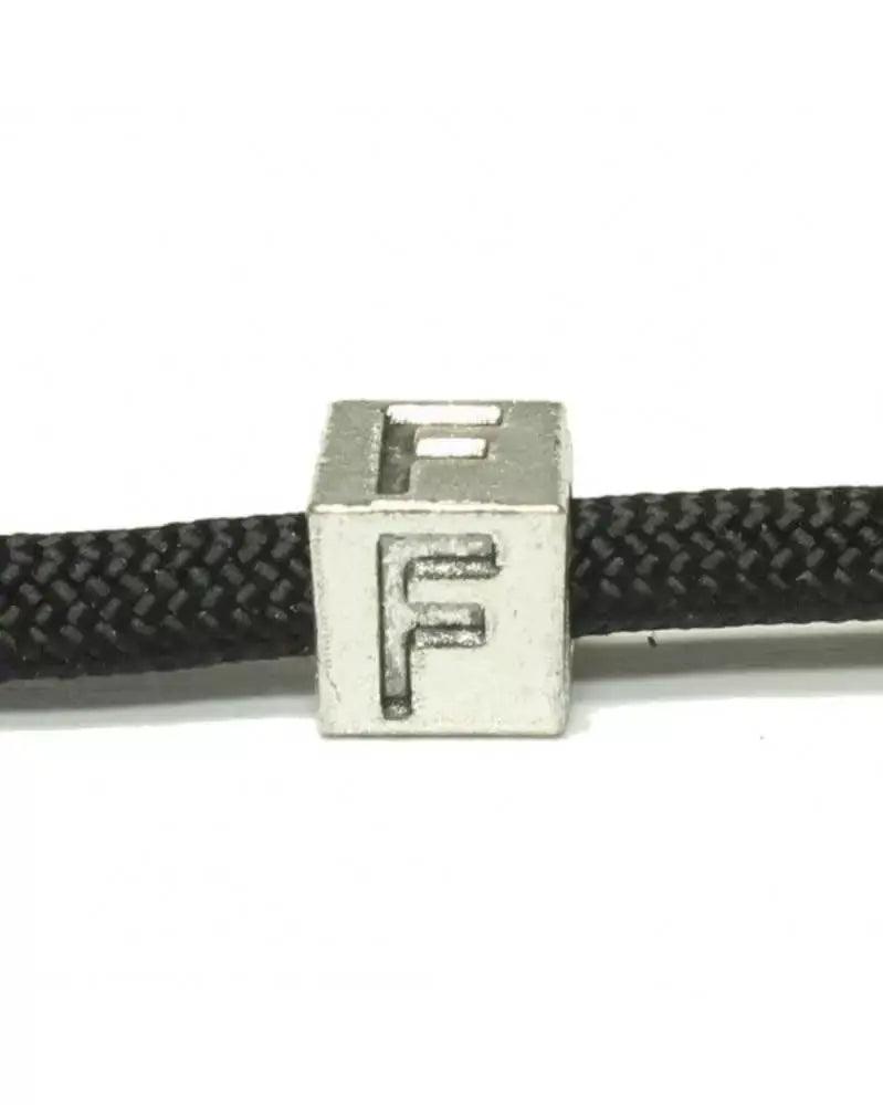 Metal Alphabet Letter Cube Bead - F (1 pack) - Paracord Galaxy