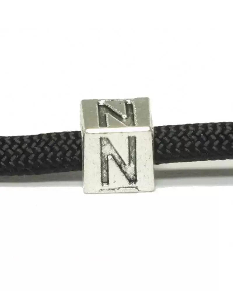 Metal Alphabet Letter Cube Bead - N (1 pack) - Paracord Galaxy