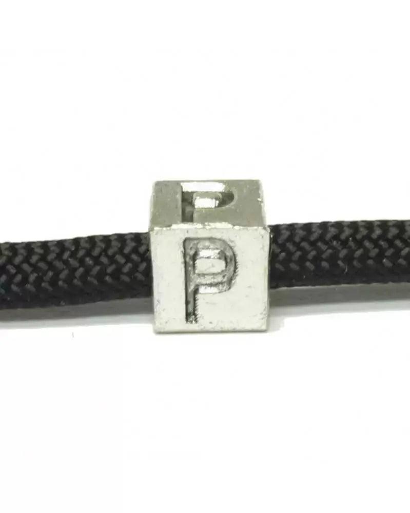 Metal Alphabet Letter Cube Bead - P (1 pack) - Paracord Galaxy