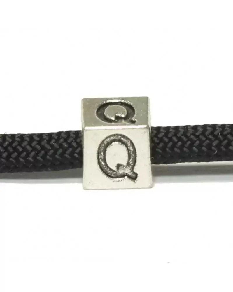 Metal Alphabet Letter Cube Bead - Q (1 pack) - Paracord Galaxy