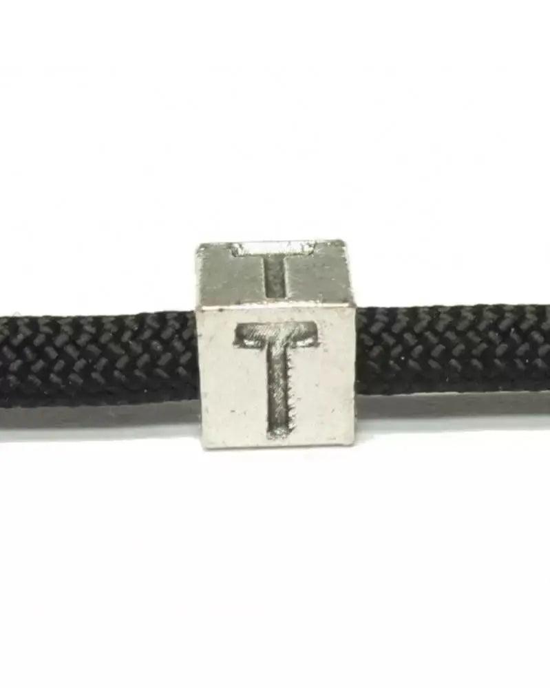 Metal Alphabet Letter Cube Bead - T (1 pack) - Paracord Galaxy