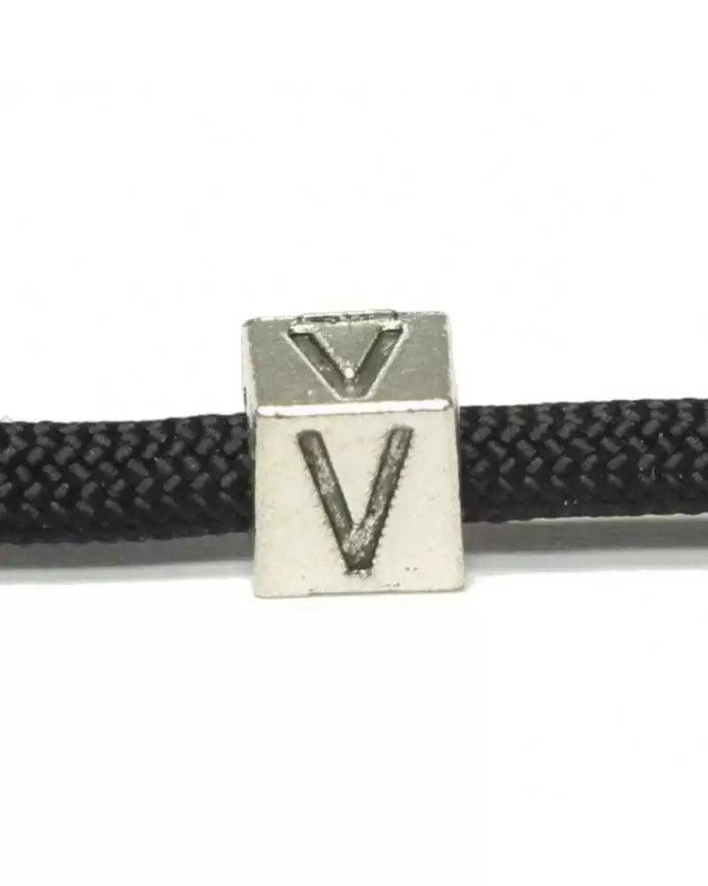 Metal Alphabet Letter Cube Bead - V (1 pack) - Paracord Galaxy