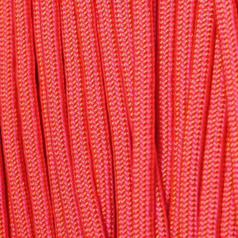 International Orange & Neon Pink Stripes (Peachy) 550 Paracord Made in the USA (100 FT.)  163- nylon/nylon paracord