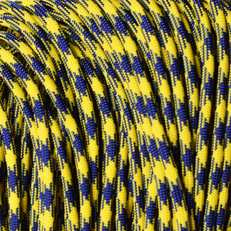 550 Paracord Electric Blue and Canary Yellow 50/50 Made in the USA  Nylon/Nylon (100 FT.)  163- nylon/nylon paracord